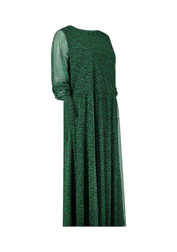 8116-Printed Dress Green Drop