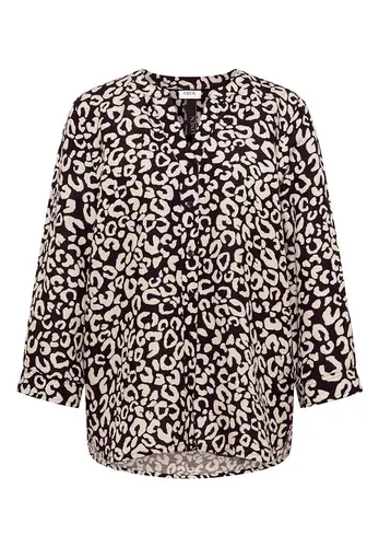 Bluse mit Leo-Muster aus Leinenmix