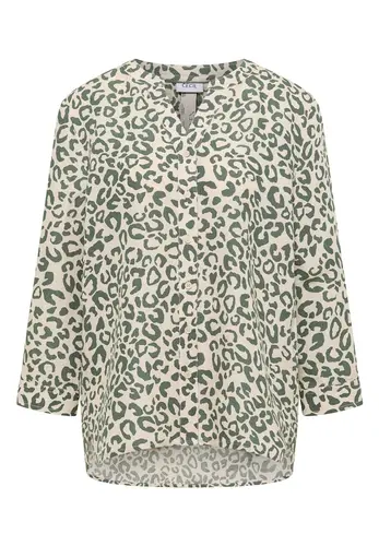 Bluse mit Leo-Muster aus Leinenmix