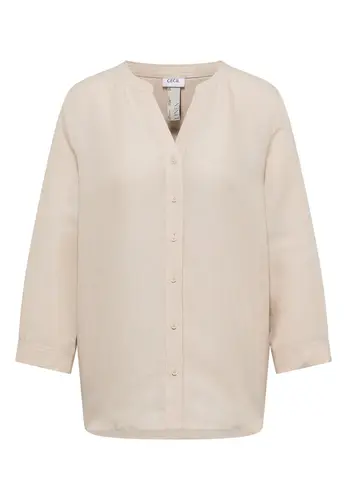 Bluse mit Split Neck aus Leinenmix