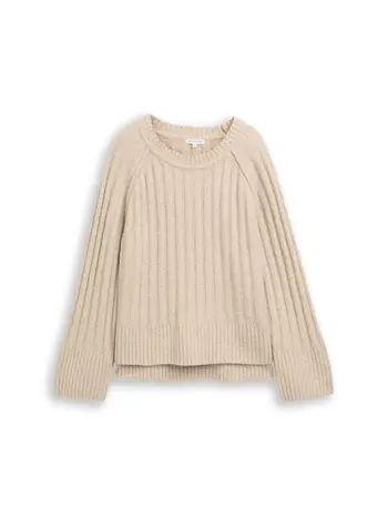 Bouclé Strickpullover mit Wollanteil
