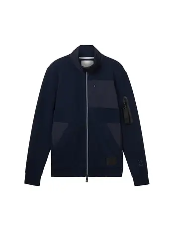 detailed stand-up sweat jacket