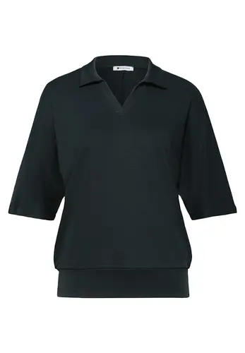 Dropped Shoulder Poloshirt mit Elastikbund