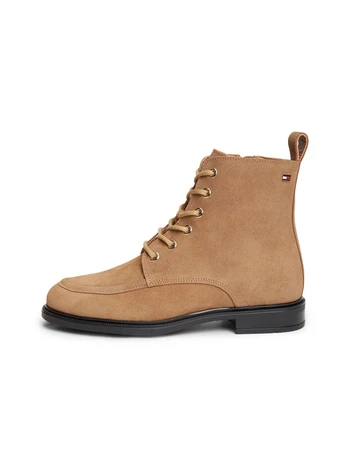 ENAMEL FLAG SUEDE LACE-UP BOOT