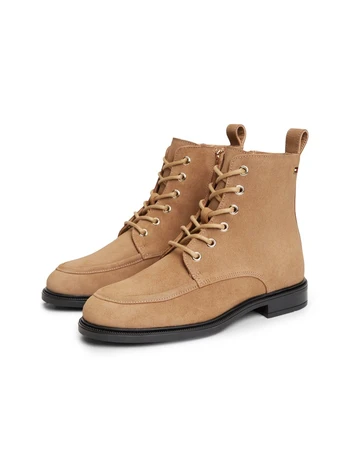 ENAMEL FLAG SUEDE LACE-UP BOOT