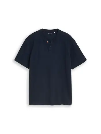 Henley T-Shirt mit Waffelstruktur