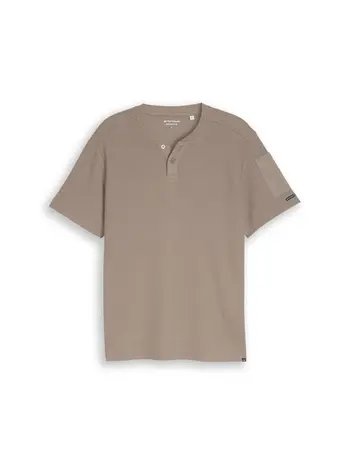 Henley T-Shirt mit Waffelstruktur
