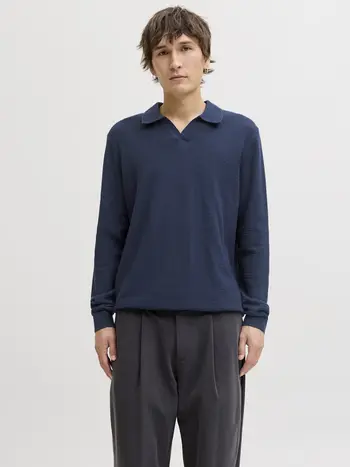 JPRBLURILEY KNIT SPLIT NECK LS SN