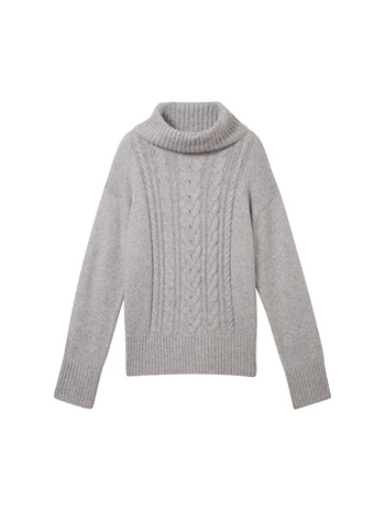 Knit pullover cable turtleneck