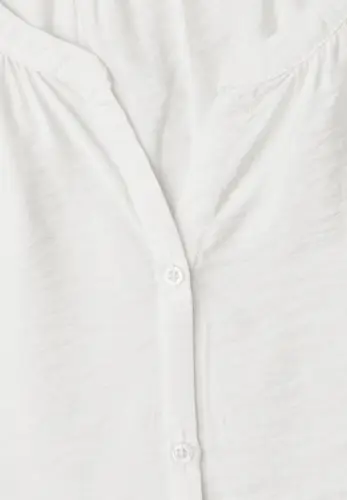 Kurzarm Bluse mit Split Neck und Knöpfen