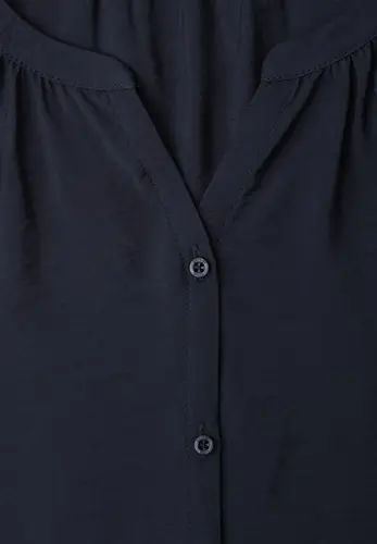 Kurzarm Bluse mit Split Neck und Knöpfen