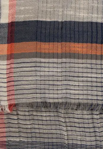 Multicolour Webschal aus Baumwoll-Twill