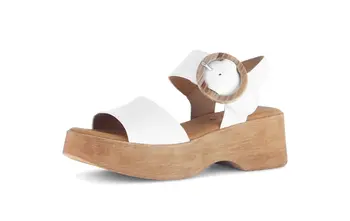 Plateau Sandalen Glattleder creme