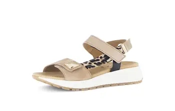 Plateau Sandalen Materialmix Leder beige