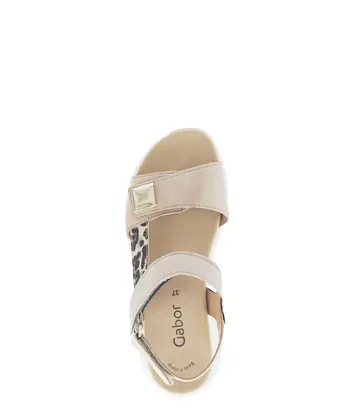 Plateau Sandalen Materialmix Leder beige