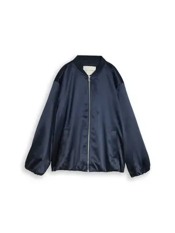 Plus Size - Satin Blouson Jacke mit Bomberkragen