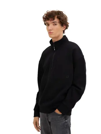 Sweatshirt mit Troyer Kragen