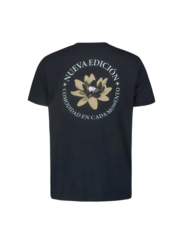 T-Shirt Crewneck Placed Prints Garment Dyed Slub