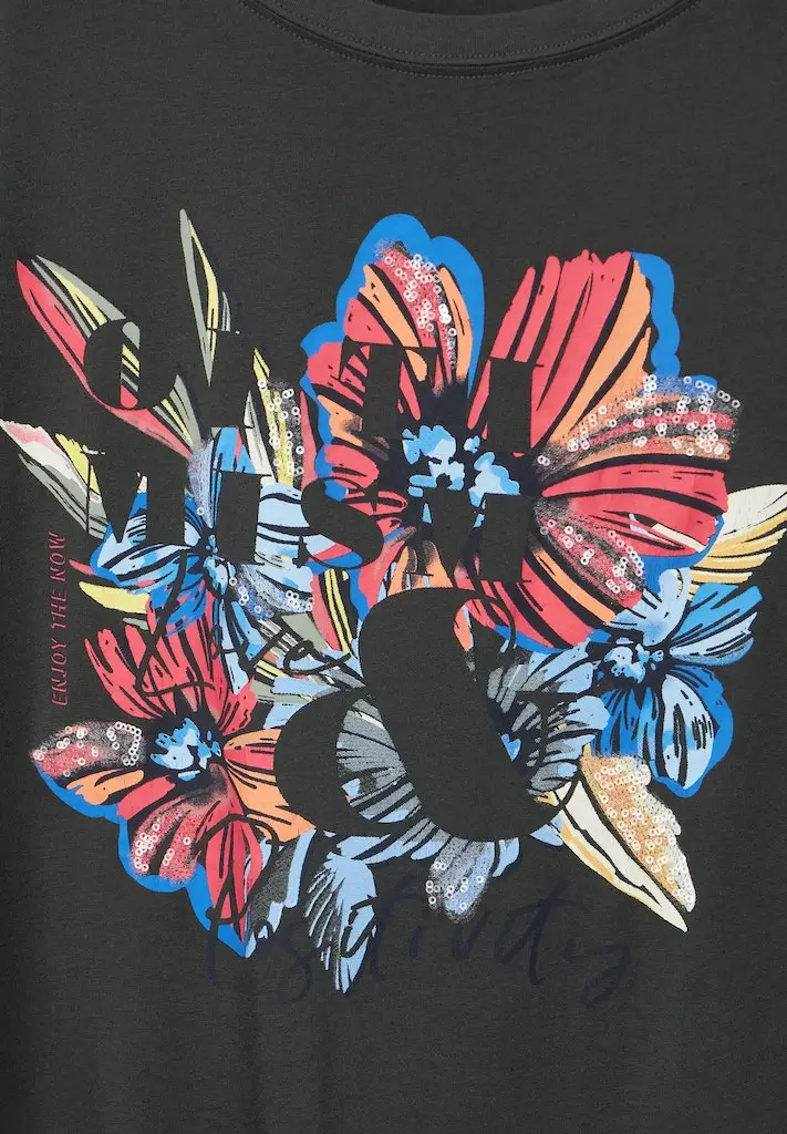 T-Shirt mit Blumen Fotoprint
