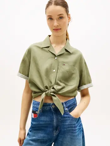 TJW TIE FRONT LINEN SHIRT