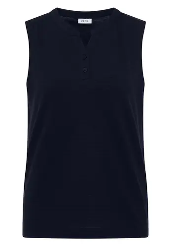 Top mit Split Neck und Strukturmix