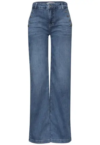 Wide Leg Jeans mit Knopfdetails