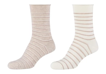 Women ca-soft organic striped Ankle Socks 2p